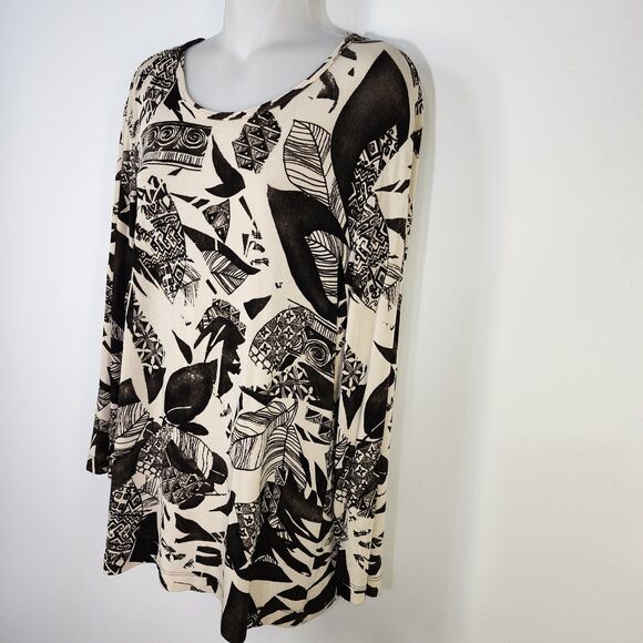 Chico's Travelers Top Size 2 Large Brown Tan 3/4 Sleeve Slinky Knit Pullover - Picture 4 of 7